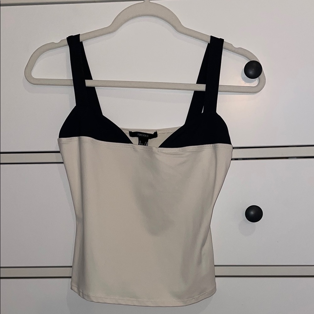 Women's Black and Cream Top